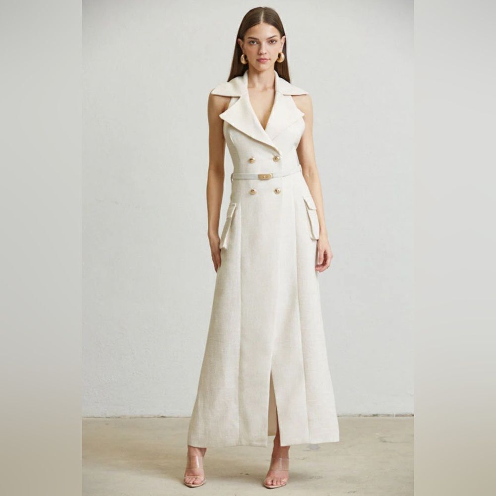 030. BLANCA BACKLESS BLAZER DRESS- Cream